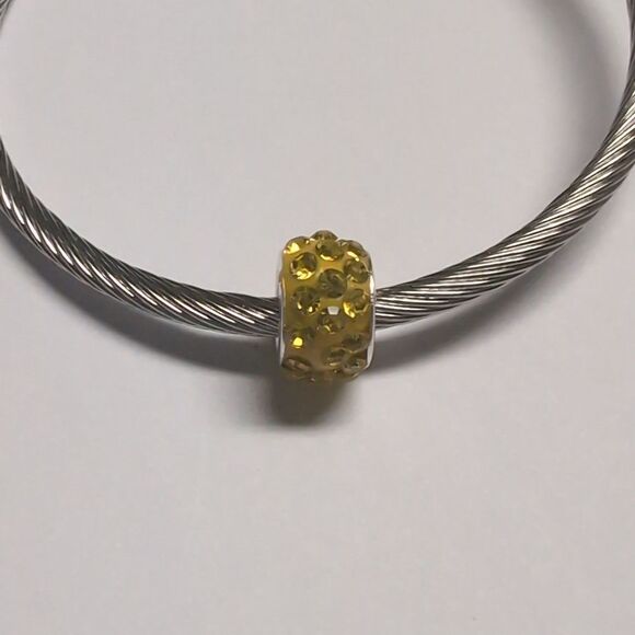 Yellow Rhinestones Charm for Pandora Style Bracelet - Picture 3 of 4